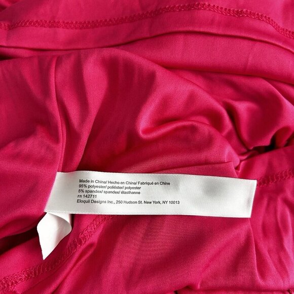Eloquii Midi Dress Women's Sz 18 Hot Pink V-Neck Long Sleeve Twist Front Stretch - Picture 13 of 15